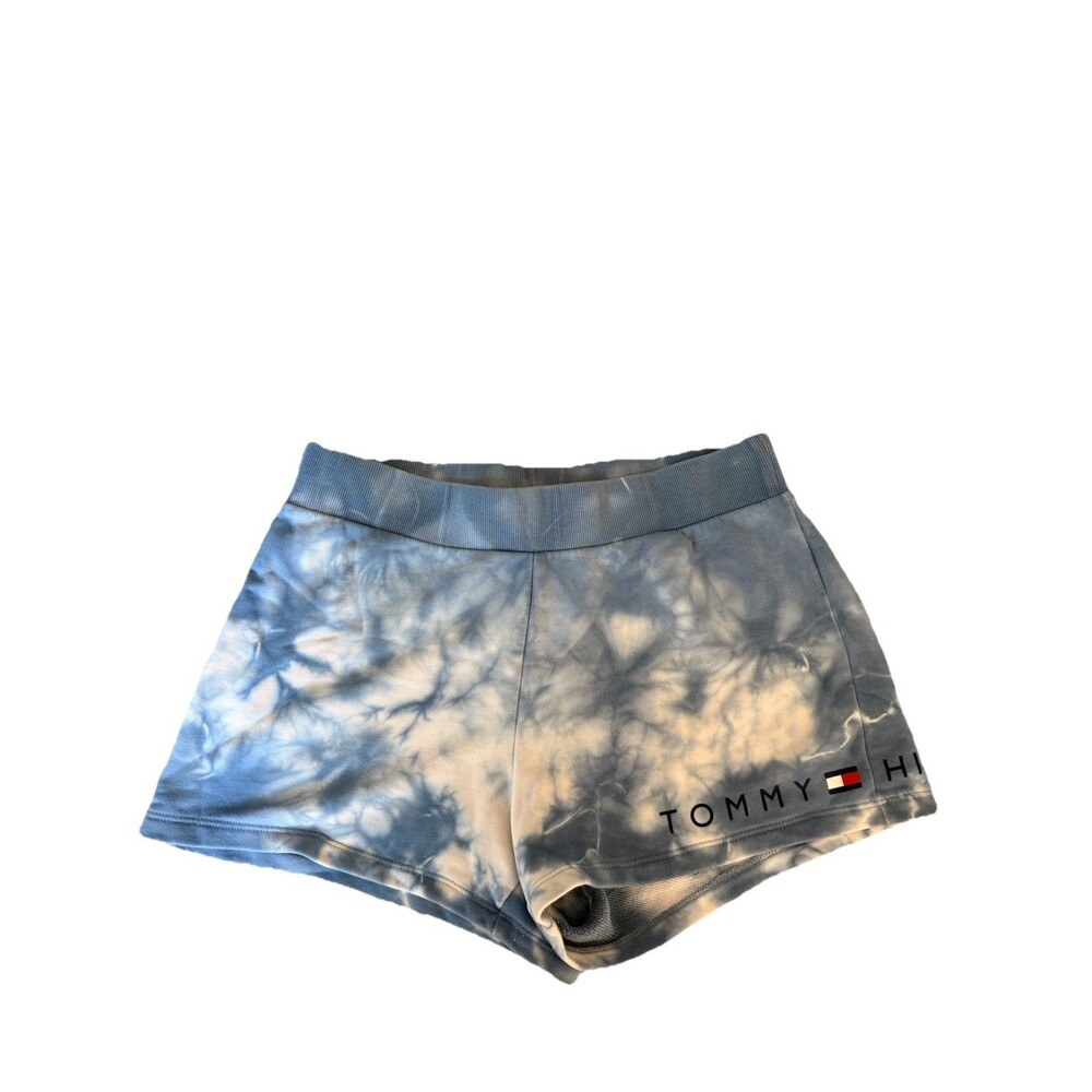 Tommy Hilfiger Women’s Tie Dye Sweat Shorts Medium Blue White High Rise Elastic